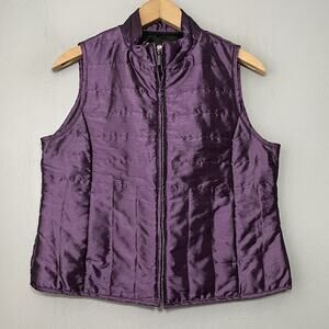 Relativity Vest Size Petite Medium PM Metallic Purple Quilted Gilet Artsy Glam